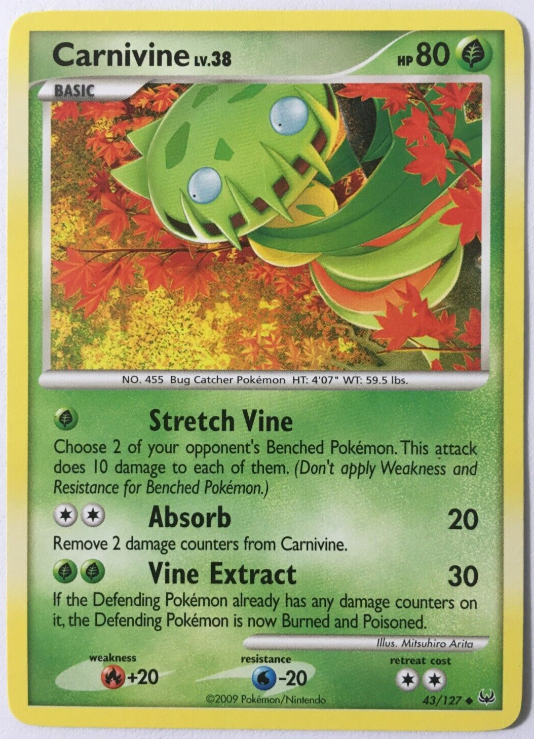 POKEMON CARNIVINE LV.38 43/127 PLATINUM BASE SET UNCOMMON NEAR MINT