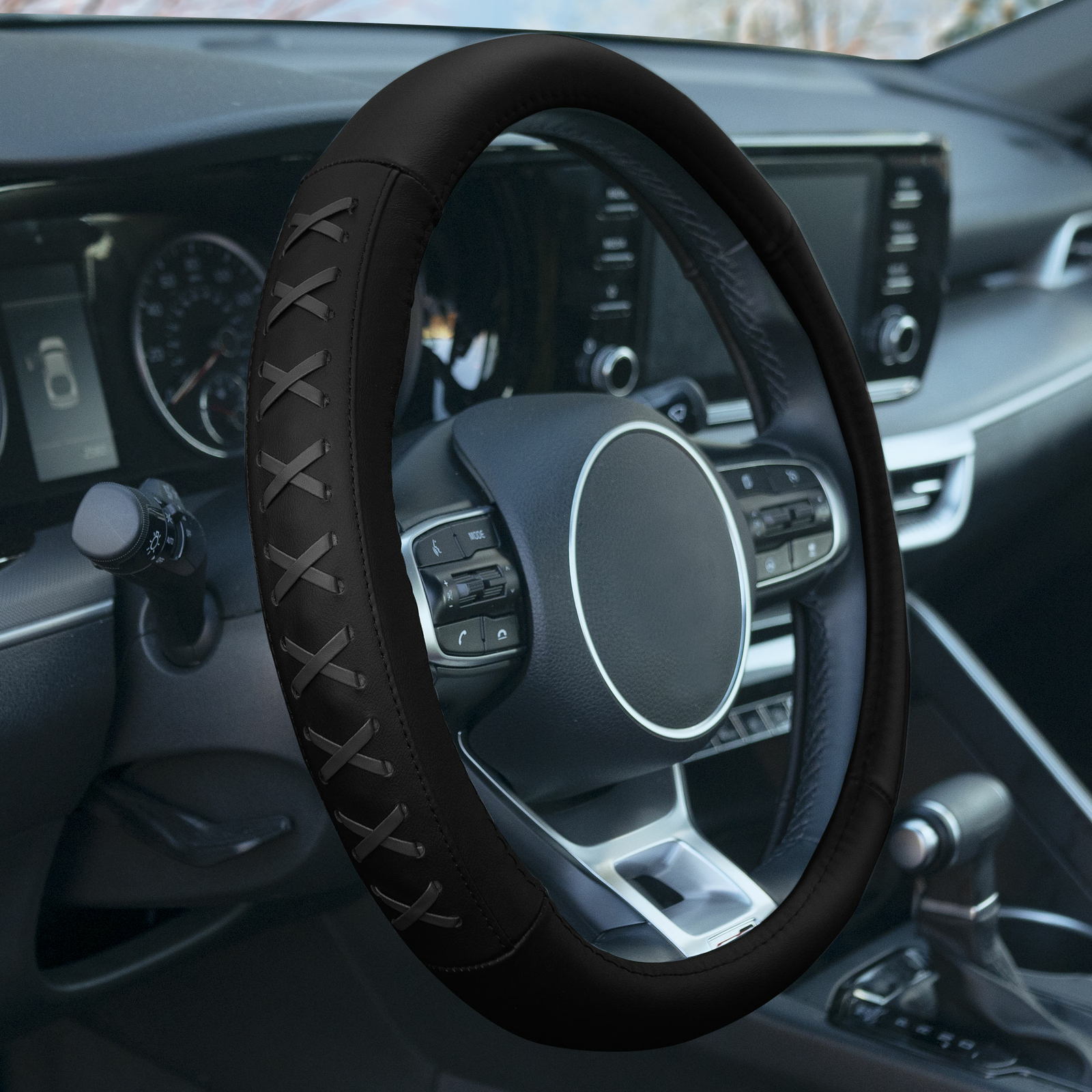 Genuine Leather LaceUp Steering Wheel Cover Fits 14.5”15.5" eBay
