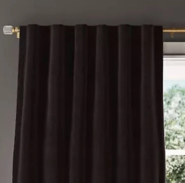 Threshold Black Velvet Long Window Insulated Curtain Panel