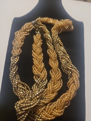LOFT Necklace Multi Strands Copper Tone And Goldtone Signed  Long
