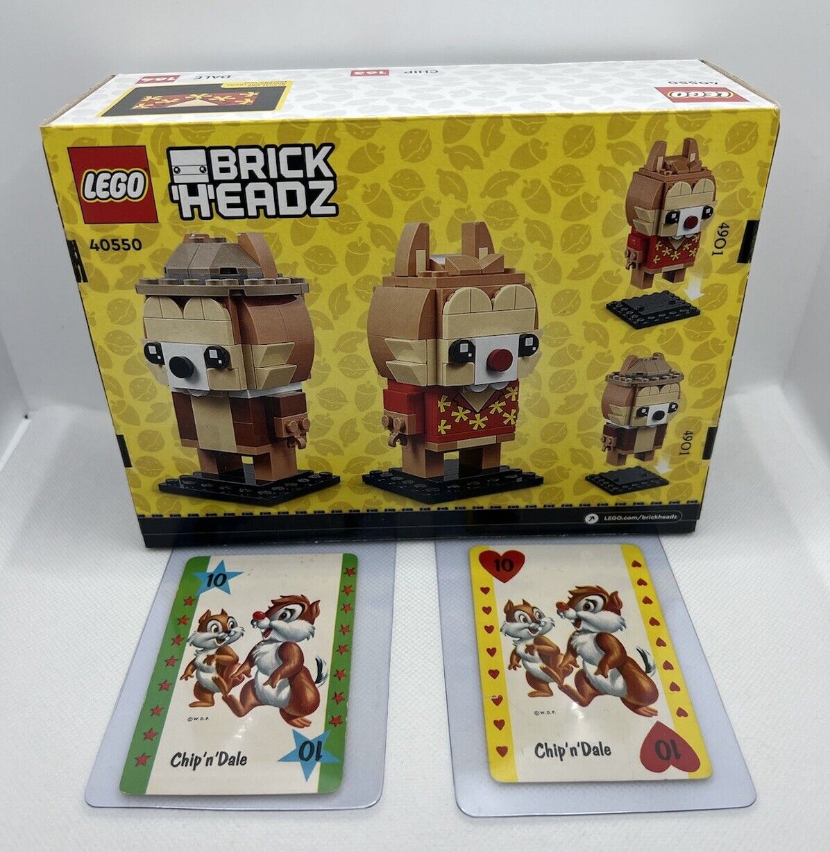 LEGO BRICKHEADZ: Chip & Dale (40550) Factory Sealed And Vintage Disney Cards..