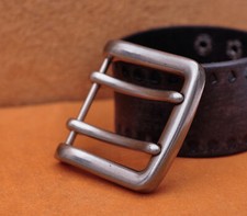 Men Heavy Double Tongue Pin Prong DIY Belt Buckle Fits 39MM Belt Straps Silver