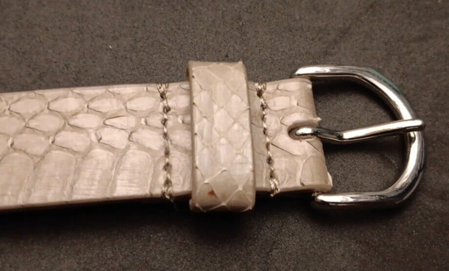 Cinturón Mujer Med J.Crew Beige Piel de Serpiente Genuina AO437 Foto 3 de 4