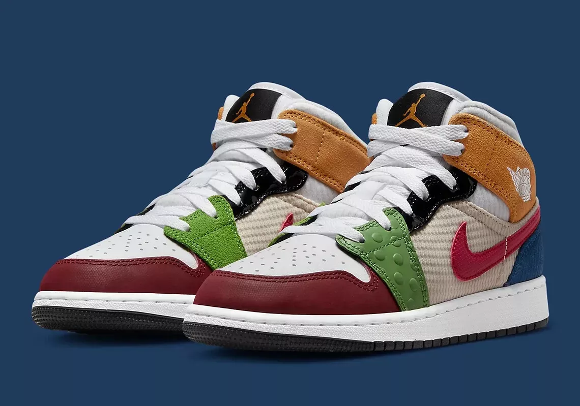 Nike Air Jordan 1 Mid SE GS Messy Room Patchwork DR6957-100 Sz 6.5 Y Wmns Sz 8