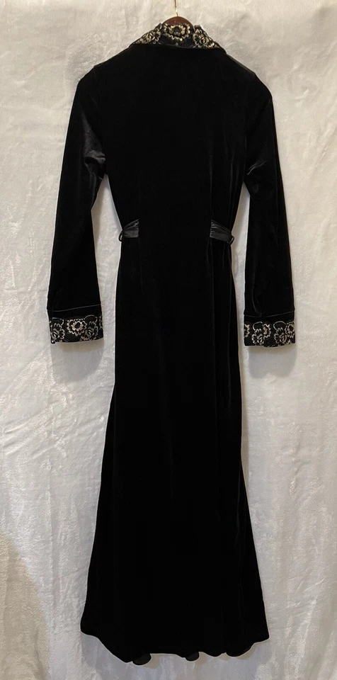 Conjunto de camisón y bata JONQUIL by DIANE SAMANDI negro y dorado talla pequeña/pequeña Foto 3 de 4