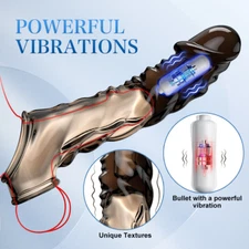 Penis Sheath Male Bigger Sleeve Girth Reusable Condom Extender-Enlarger-Enhancer