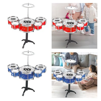 Kit De Batterie Pour Enfants, Batterie Enfant Lumineuse Instrument 5 Tambours Avec Tabouret, Instrument De Musique Enfant éDucation PréCoce Cadeau De Noël Jouets Pour 3 4 5 6 7 Ans