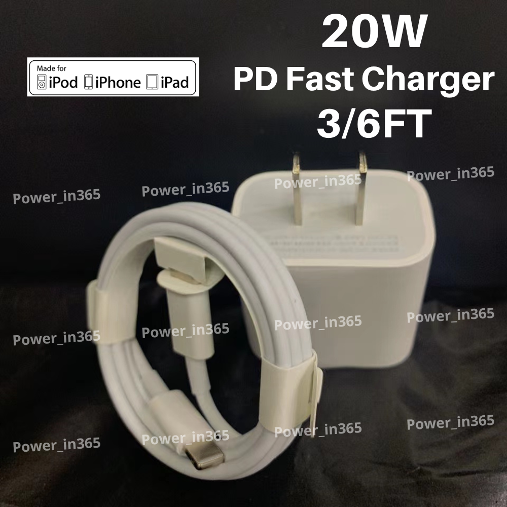 PD Fast Charger Cord 20W USB C Power Adapter Cube For iPhone 14 13 12 11 XR 8 SE