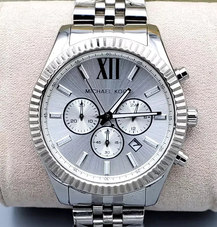 Michael Kors Watches Silver Chronograph With Stones