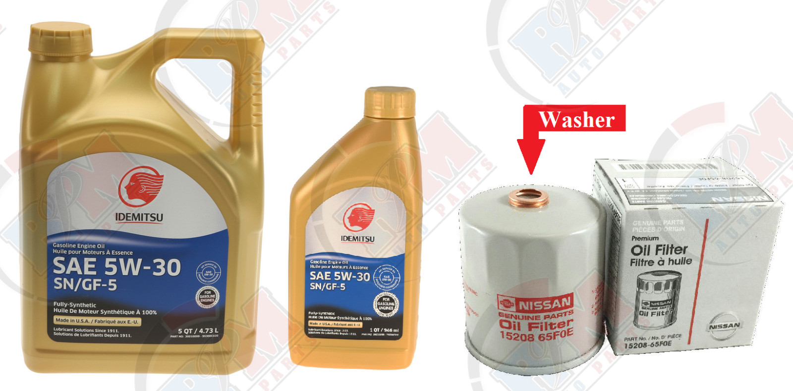 Filter 15208-65f0e + Idemitsu 5w-30 (6qts) Oil For Nissan & 