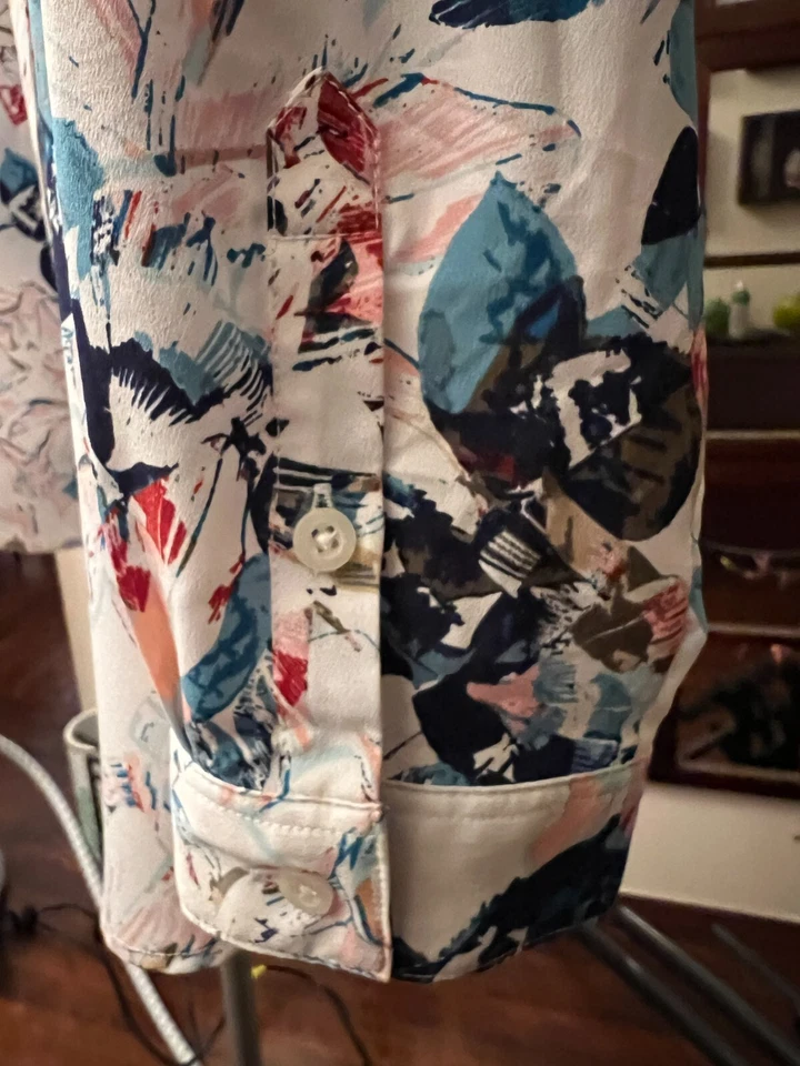 Attention Woman's Blouse XL Print Long Sleeve Button Up Business Work Casual - Image 3 of 4