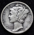 1945 D USA ONE DIME .900 SILVER - Mercury Dime - WWII era