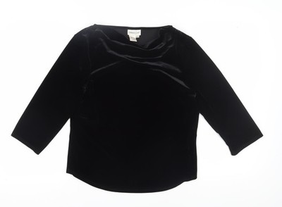 Coldwater Creek Damen Oberteil schwarz Samt 3/4 Arm
