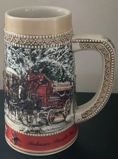 Vintage 1987 Budweiser Anheuser-Busch Collector Series "C" Holiday Stein.