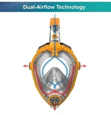 Dolfino WMM22073GRSM Traverse Full Face Mask for Snorkeling, Orange, Large/XL,
