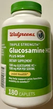 180 Walgrene Triple Strength Glucosamine HCI Plus MSM Caplets Joint Health 8/25