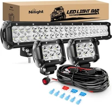 Nilight - ZH002 20Inch 126W Spot Flood Combo Off Road Led Light Bar 2PCS 18w 4In