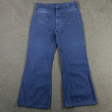 VTG Seafarer Jeans Mens 34x30 Bell Bottom Utility Trouser Denim Navy USN Sailor