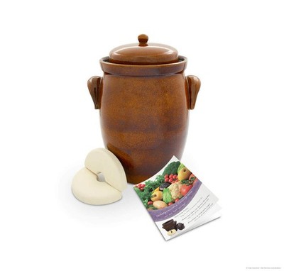 KERAZO Gärtopf 10L aus Steinzeug -Sauerkrauttopf Gurkentopf Fermentieren Rumtopf