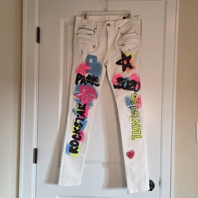 Rockstar Original Jeans Natural Selection Mens 32 Ultra Slim Oscar White Paris