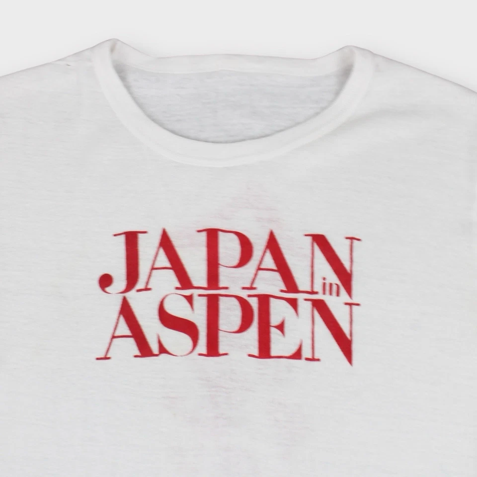 Vintage Japan in Aspen T-Shirt White Red Graphic Tee 80s Single Stitch USA XS - Image 2 of 4