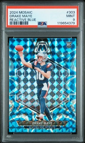 2024 PANINI MOSAIC REACTIVE BLUE #303 DRAKE MAYE ROOKIE RC PSA 9