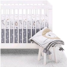 Cloud Island 4 Pc Crib Bedding Set Two by Two Elephant, Zebra  Girafe In Gray