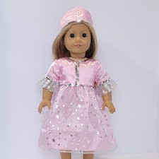 Dress, crown, pink, Princess, stars, sparkle, for 18" American Girl dolls