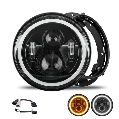 SUNPIE 7''Inch LED Motorcycle Headlight with Turn Signals DRL Mount Bracket Black