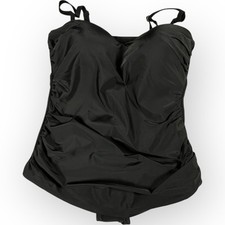 Swimsuits For All  Suit 18 Black One Piece Ruched Sides Skirted NWT Cruise Trip