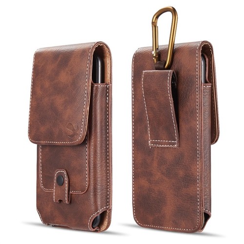 For LG Q7 Brown Card Pocket Wallet Belt Clip Holster Phone Pouch Case Cover
