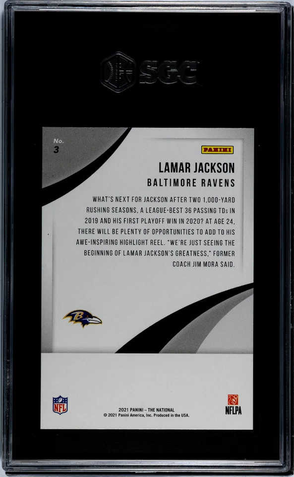 2021 Panini The National Lamar Jackson #3 Diskettes #12/25 SGC 10 POP 1! - Image 2 of 2