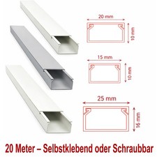 20m  PVC Kabelkanal Kabelleiste Installationskanal Leitungskanal Gr&ouml;&szlig;e nach Wahl