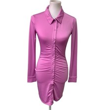 New Wild Fable Juniors Small Long Sleeve Button Down Body Con Shirt Dress