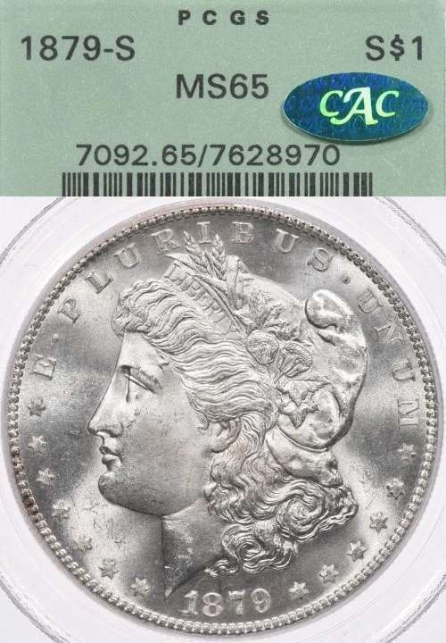 PCGS Certified MS 65 Graded 1879 Year Morgan US Dollars (1878-1921