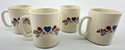 VTG Arcopal France Blue Heart, Floral Glass Coffee Mug Cups - Set of 4