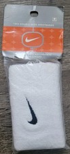 Nike Two Double Wide Wristbands Y2K White-Black Swoosh Basketball Football Sport
