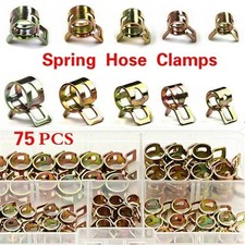 75Pcs Spring Hose Clips 6-10mm Motorcycle Fuel Air Gas Water Pipe Self Clamping