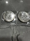 (2) Two 1982 Engelhard 1oz Silver American Prospector Bullhorn Rounds