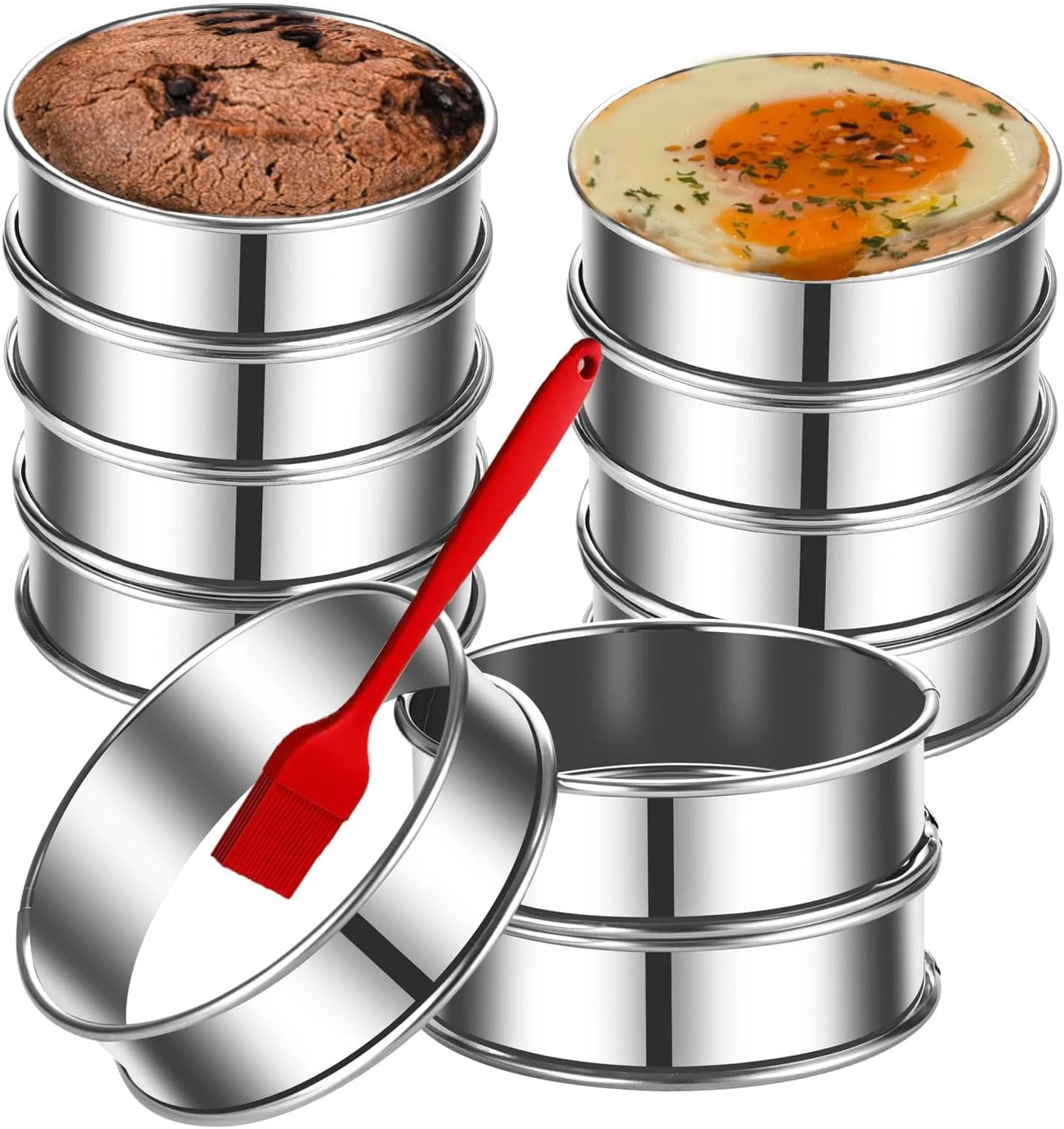 12Packs 4 Inch English Muffin Rings Crumpet Rings Stainless Steel Double Rolled