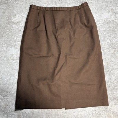 Pendleton Skirt Womens 16 Brown 100% Virgin Wool Lined Pencil Office Classic