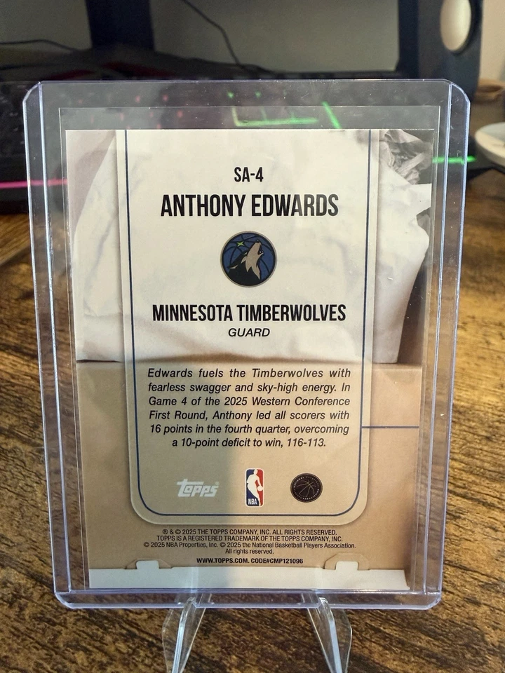 2025-26 Topps ANTHONY EDWARDS Sole Ambition SA-4 SSP Case Hit 1:15K Timberwolves - Imagem 2 de 2