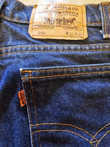 Vintage Levis 506 Jeans Mens 32x32 Orange Tab Straight USA Made Classic Denim - Picture 4 of 12