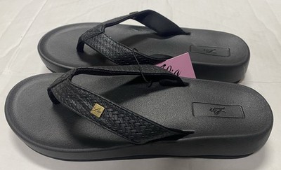 Lia Comfort Beach Summer Women's 6 7 8 9 10 11 Black Flip Flops Sandals New