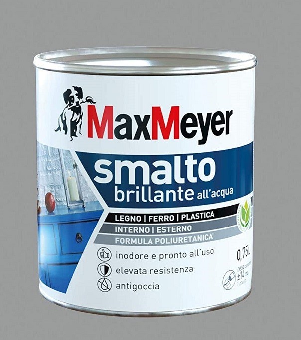 Smalto brillante a acqua colore grigio pietra 0,75lt