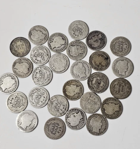 Lot of 27 Barber Dimes 1899-1916 PDS, Antique Silver, Free Shipping