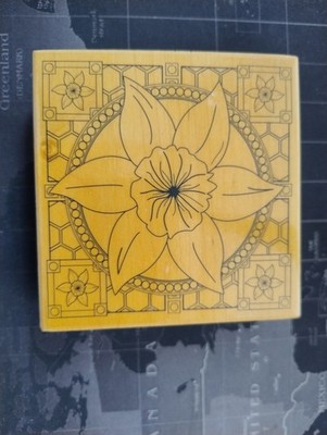 Basteltinte Gummistempel Holzblock Blumenmuster Basteln Neu Nie Benutzt