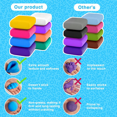 Air Dry Clay - 100 Colors, Soft & Ultra Light, Modeling Clay for Kids with To...