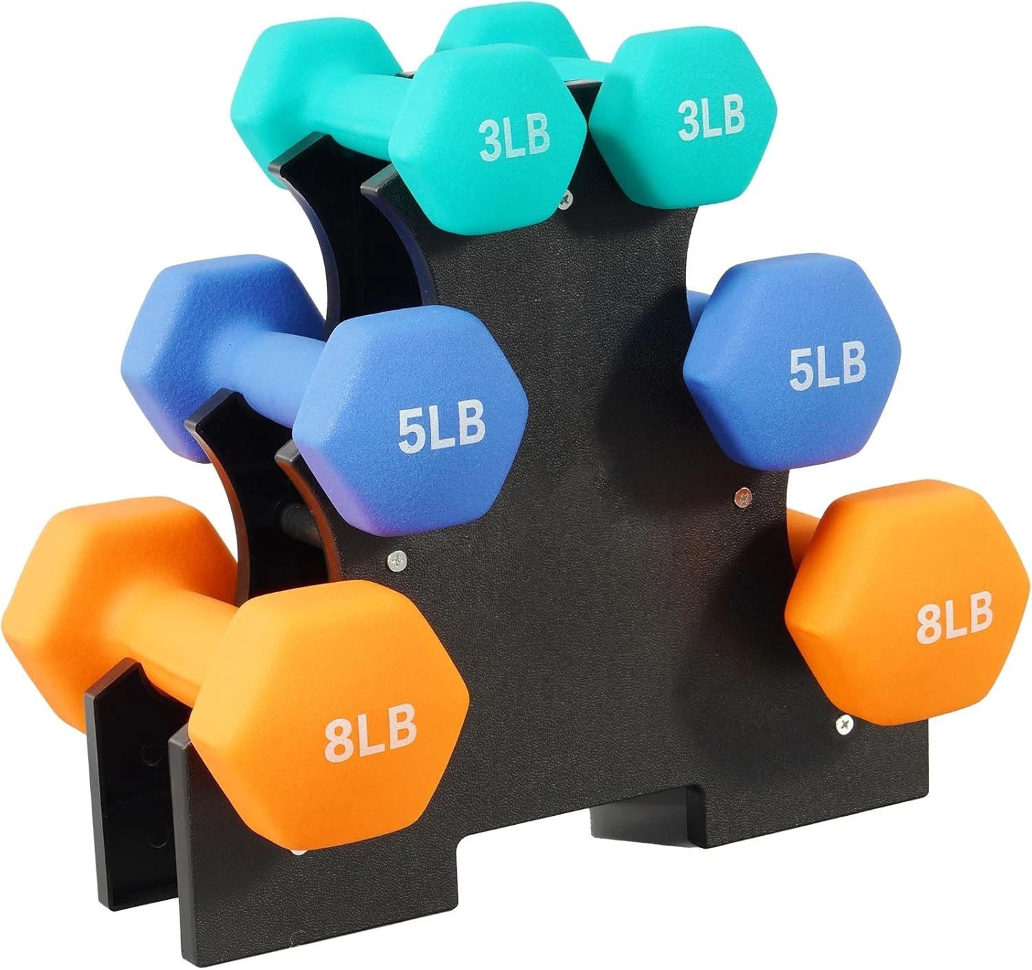 Neoprene Coated Dumbbell Set W/ Rack Free Hand Weight Set For Home Gym Workout