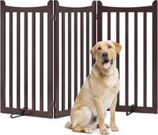 Freestanding Pet Gate Wooden 3 Panel Foldable Dog Safety Barrier Indoor